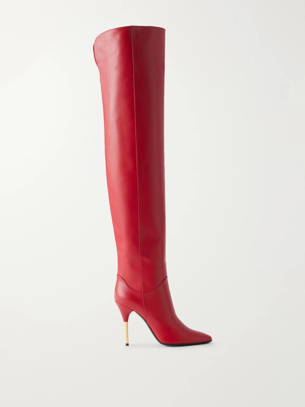 Valentino Garavani Deboot 105 Paneled Leather Over-the-knee Boots in red