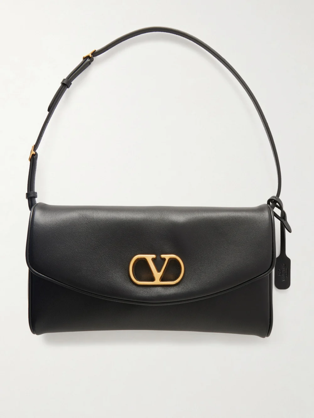 Valentino Garavani Devain Leather Shoulder Bag in black