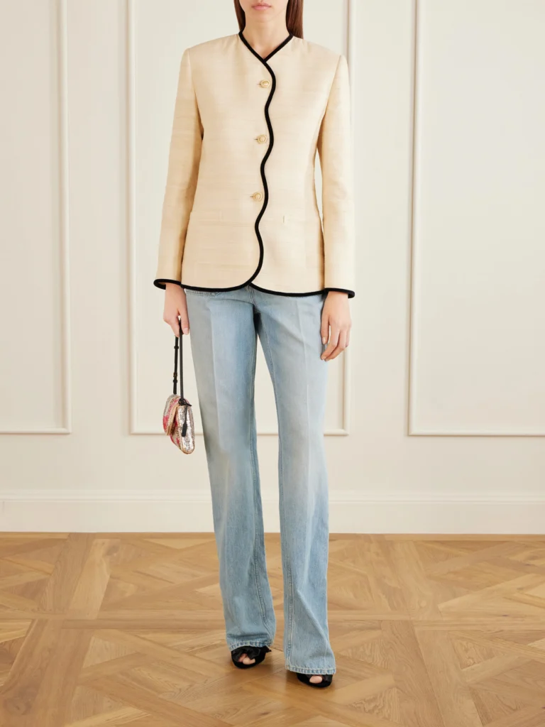 Valentino Garavani Devain Leather-trimmed Sequined Shoulder Bag
