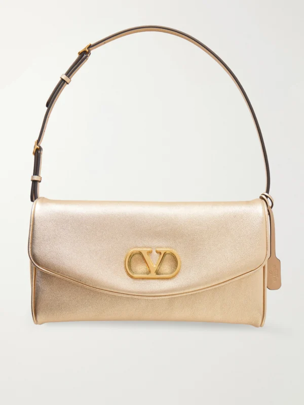 Valentino Garavani Devain Metallic Leather Shoulder Bag