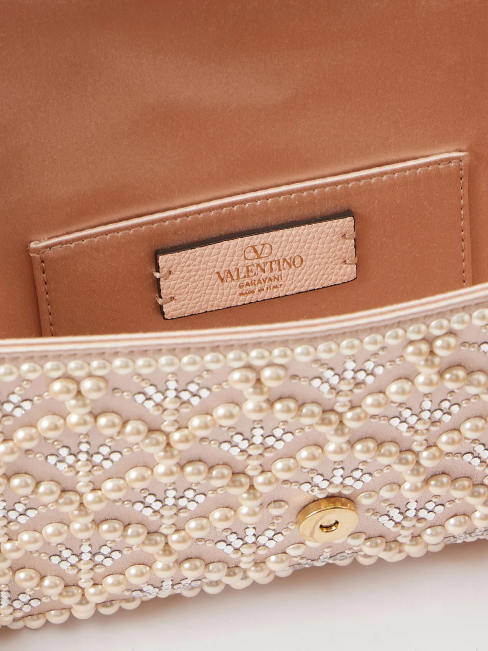 Valentino Garavani Devain Pearl and Crystal-embellished Satin Shoulder Bag, another view