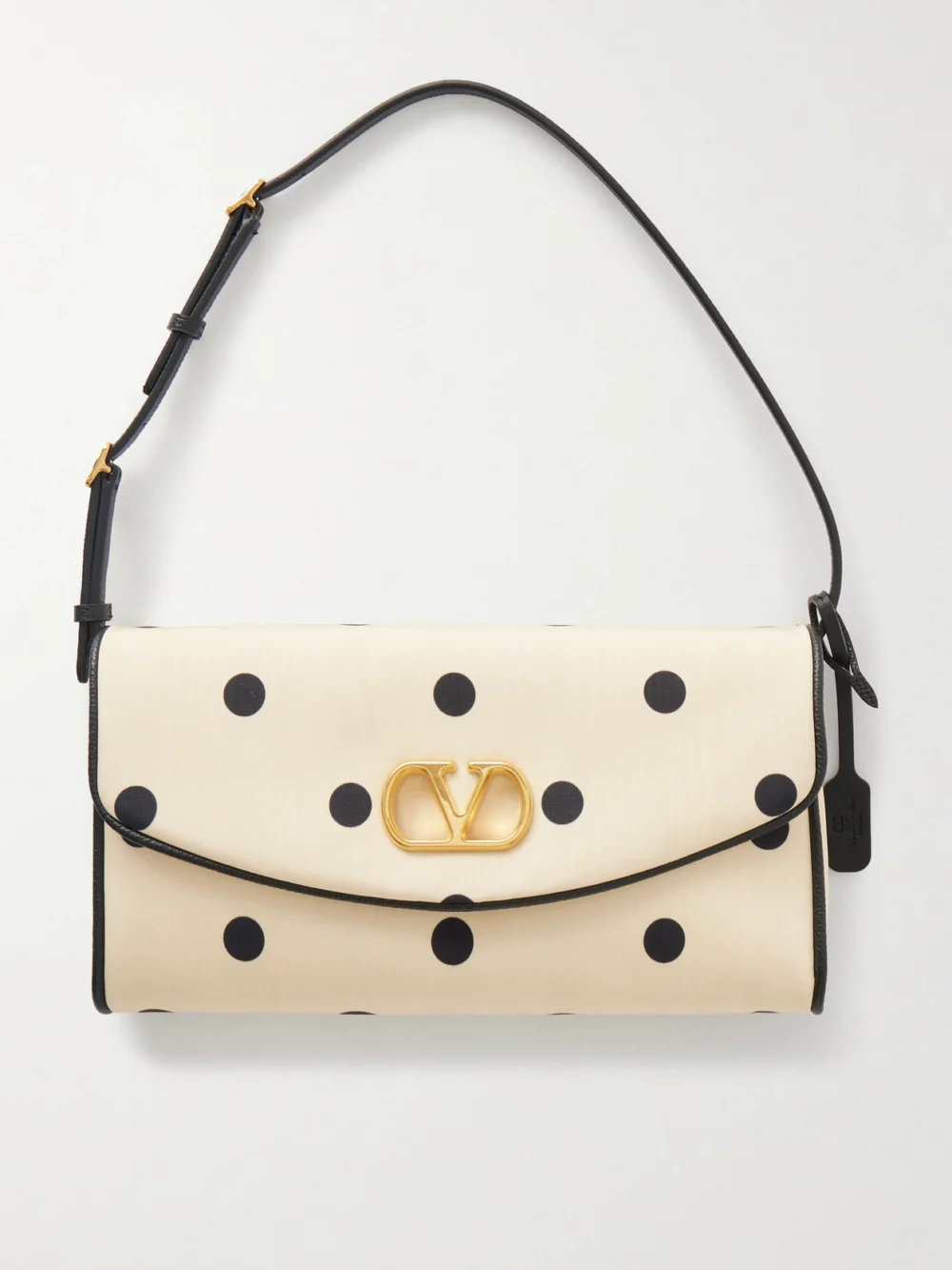 Valentino Garavani Devain Polka-dot Moire Clutch in cream