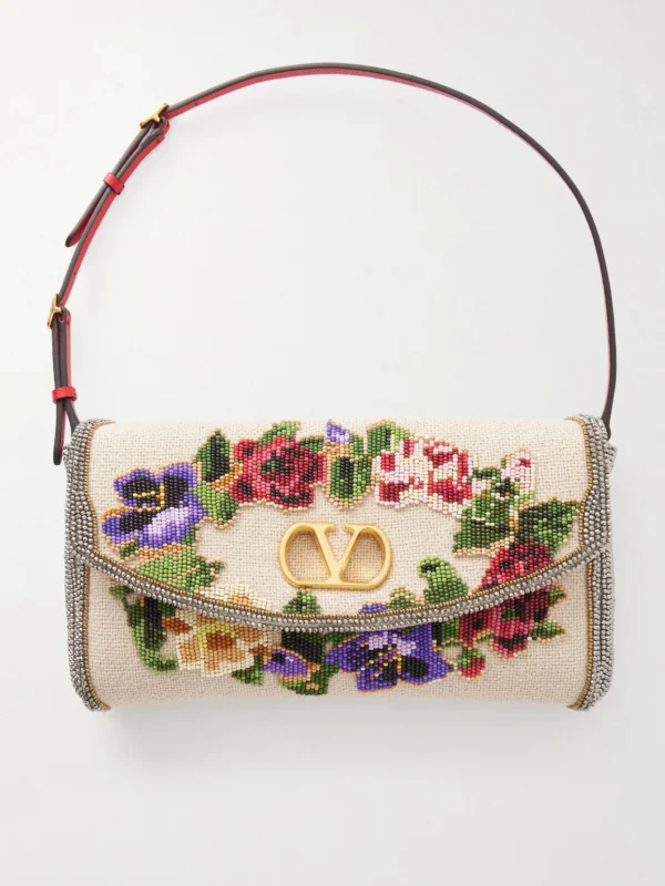 Valentino Garavani Devain Sequin-embellished Cloqué Shoulder Bag