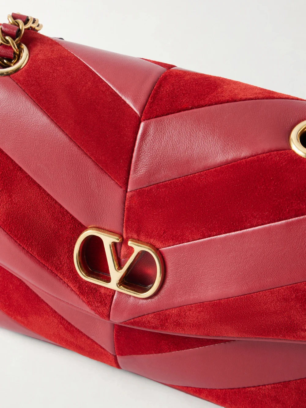 Close-up detail of the Valentino Garavani Djuna Medium Embellished Leather Shoulder Bag