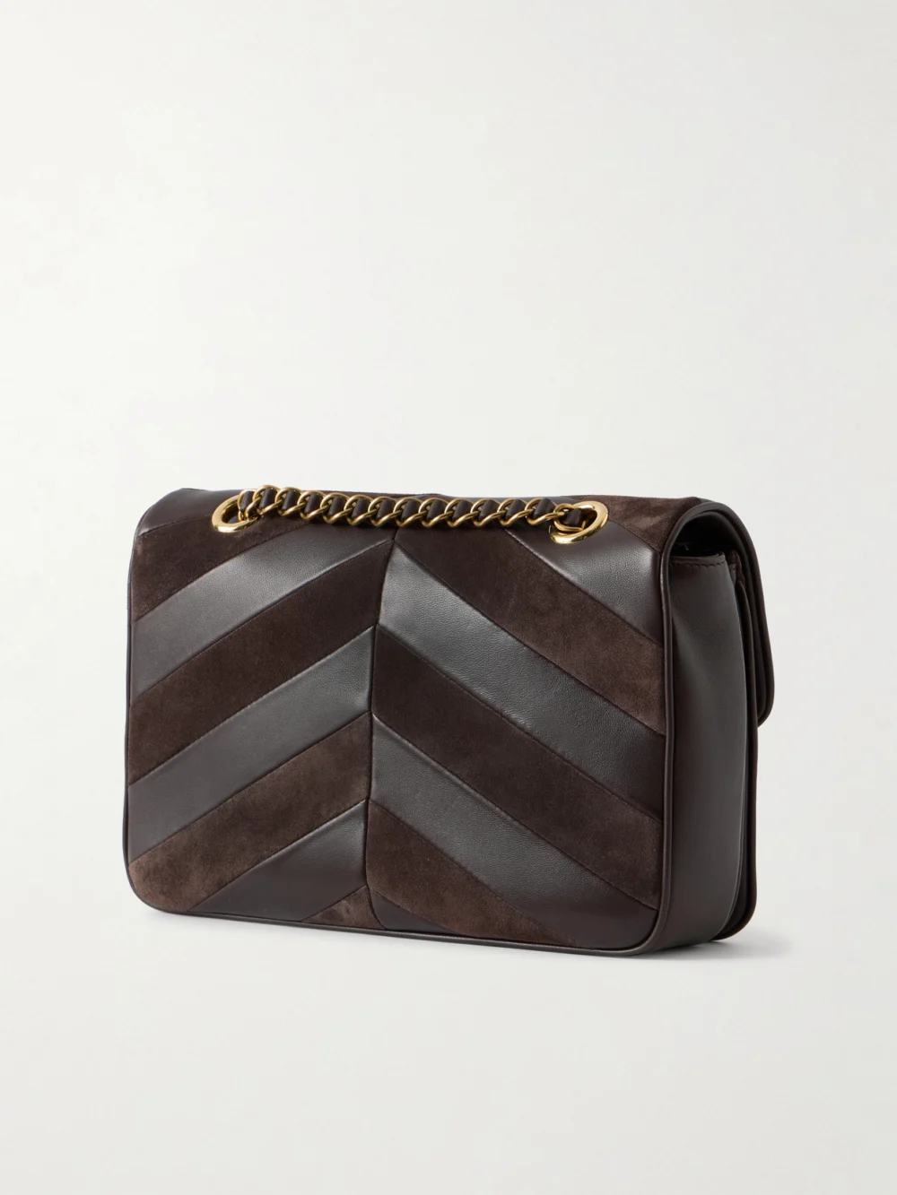 Back view of the Valentino Garavani Djuna Medium Embellished Suede and Leather Shoulder Bag