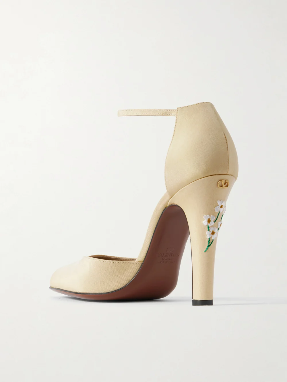 Back view of the Valentino Garavani Dolly 105 Embroidered Shantung Pumps