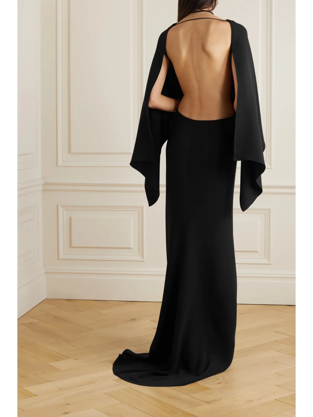 Back view of the Valentino Garavani Draped Open-back Silk Gown