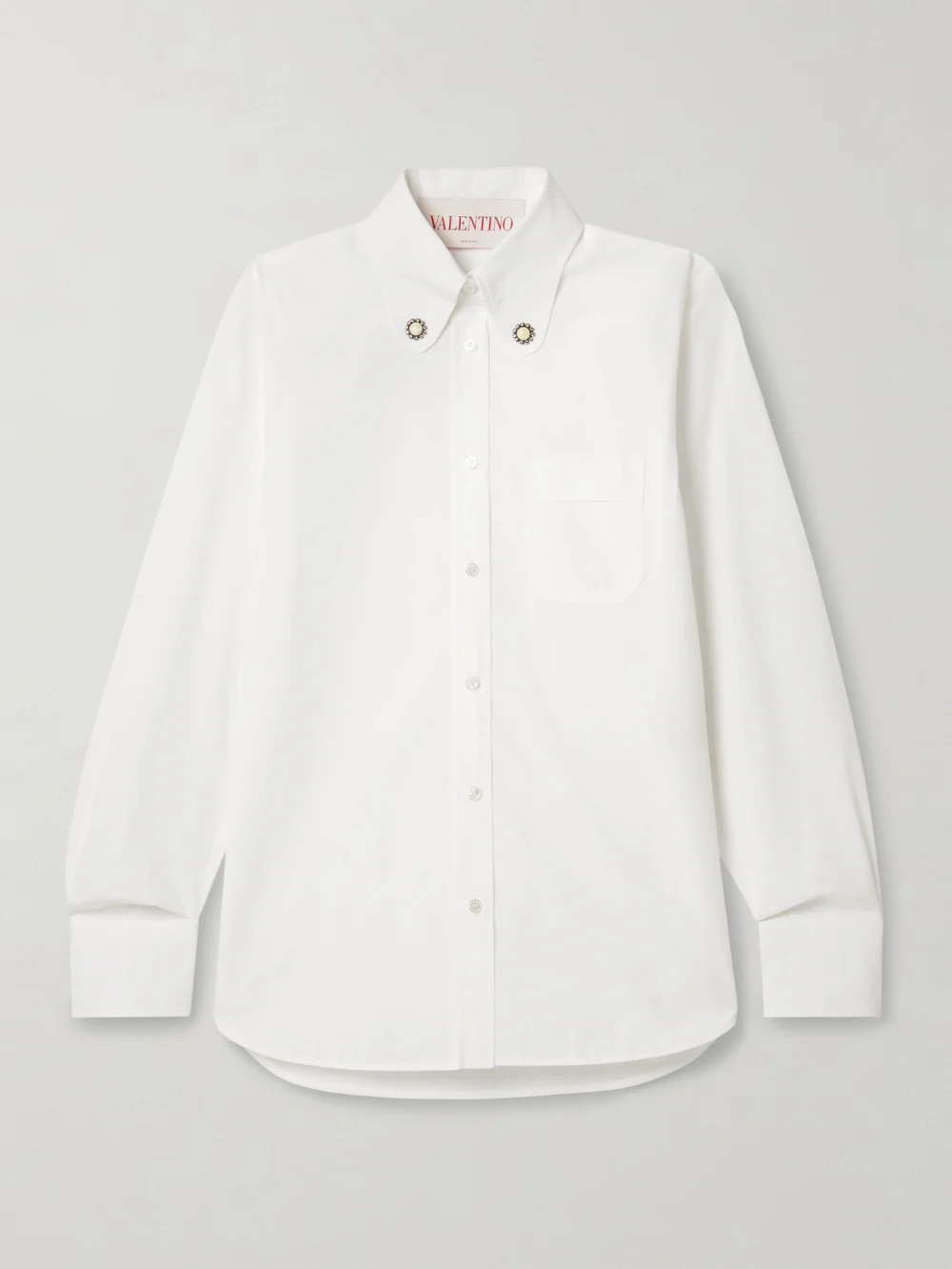 Valentino Garavani Embellished Cotton-poplin Shirt in white