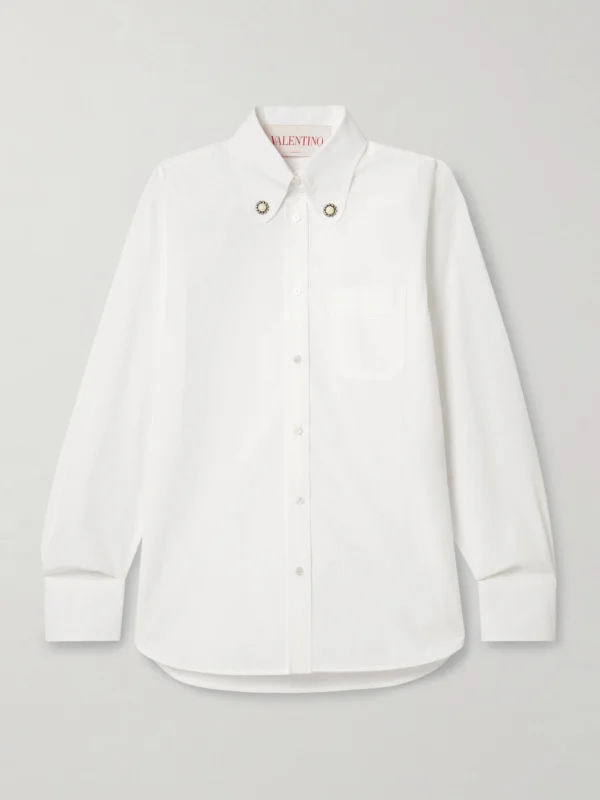 Valentino Garavani Embellished Cotton-poplin Shirt