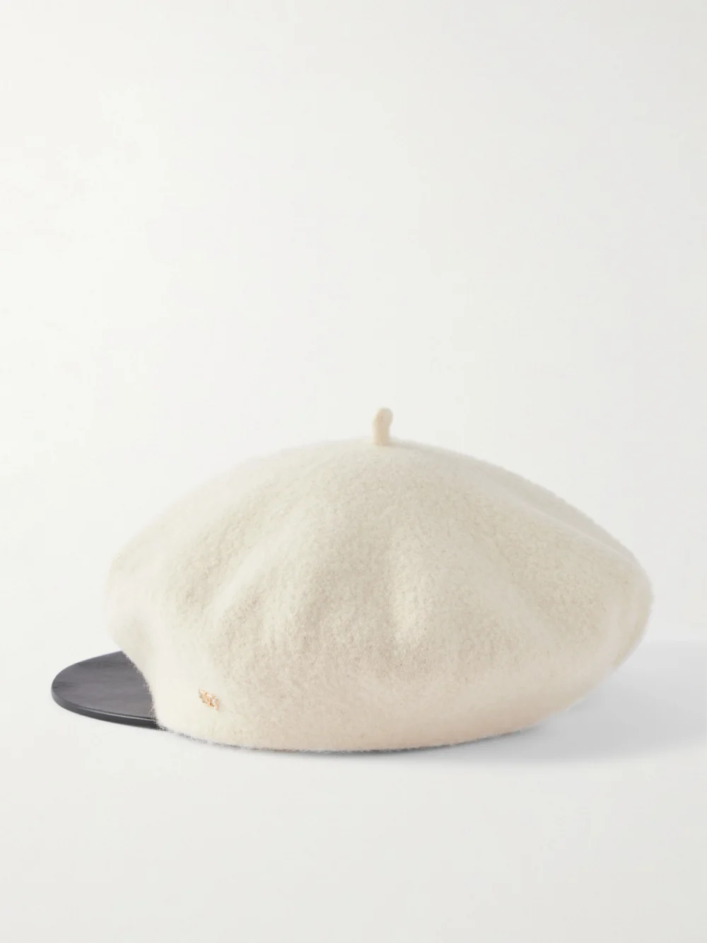 Back view of the Valentino Garavani Embellished Leather-trimmed Wool Cap