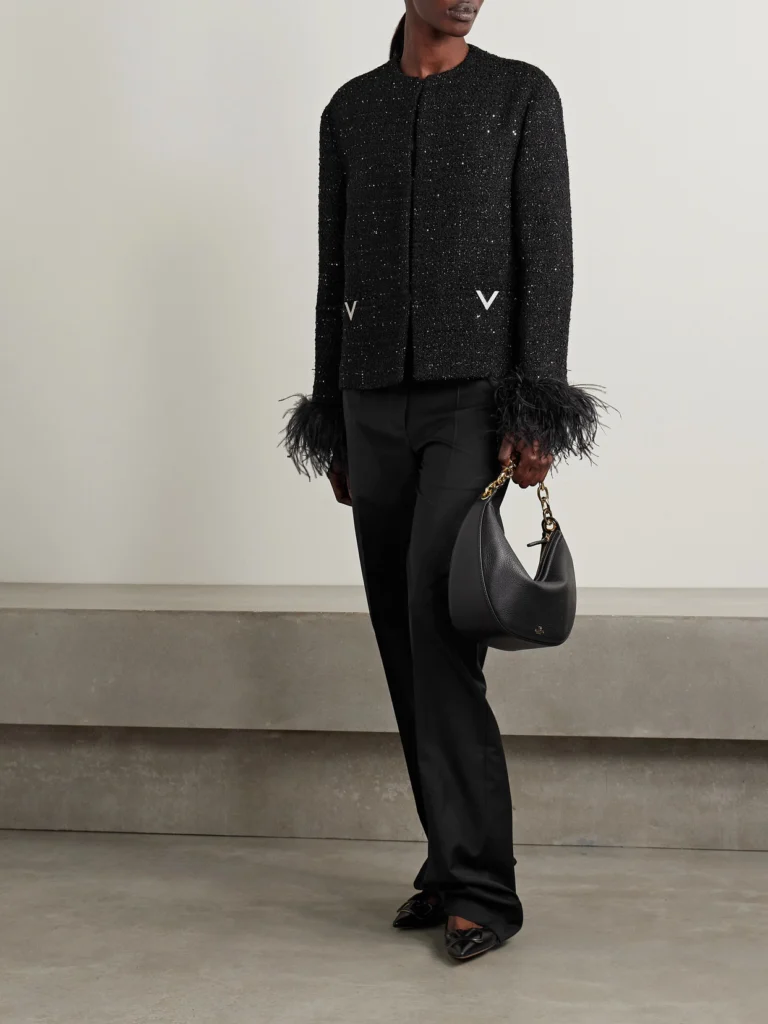 Valentino Garavani Embellished Metallic Bouclé-tweed Jacket