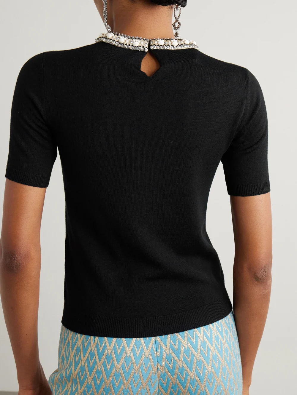 Back view of the Valentino Garavani Embellished Virgin Wool Sweater