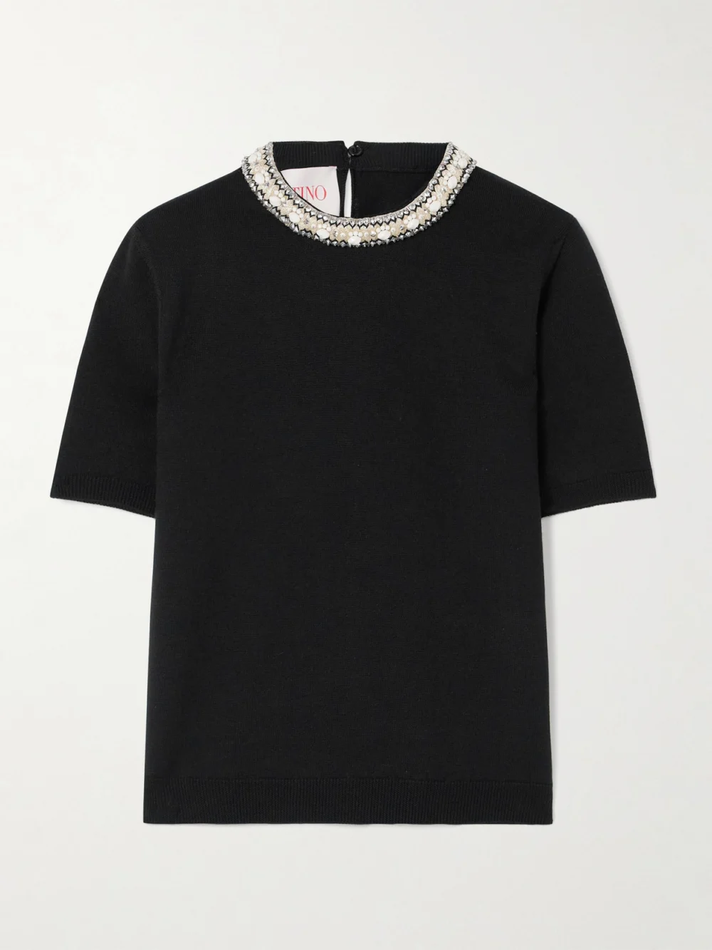 Valentino Garavani Embellished Virgin Wool Sweater in black