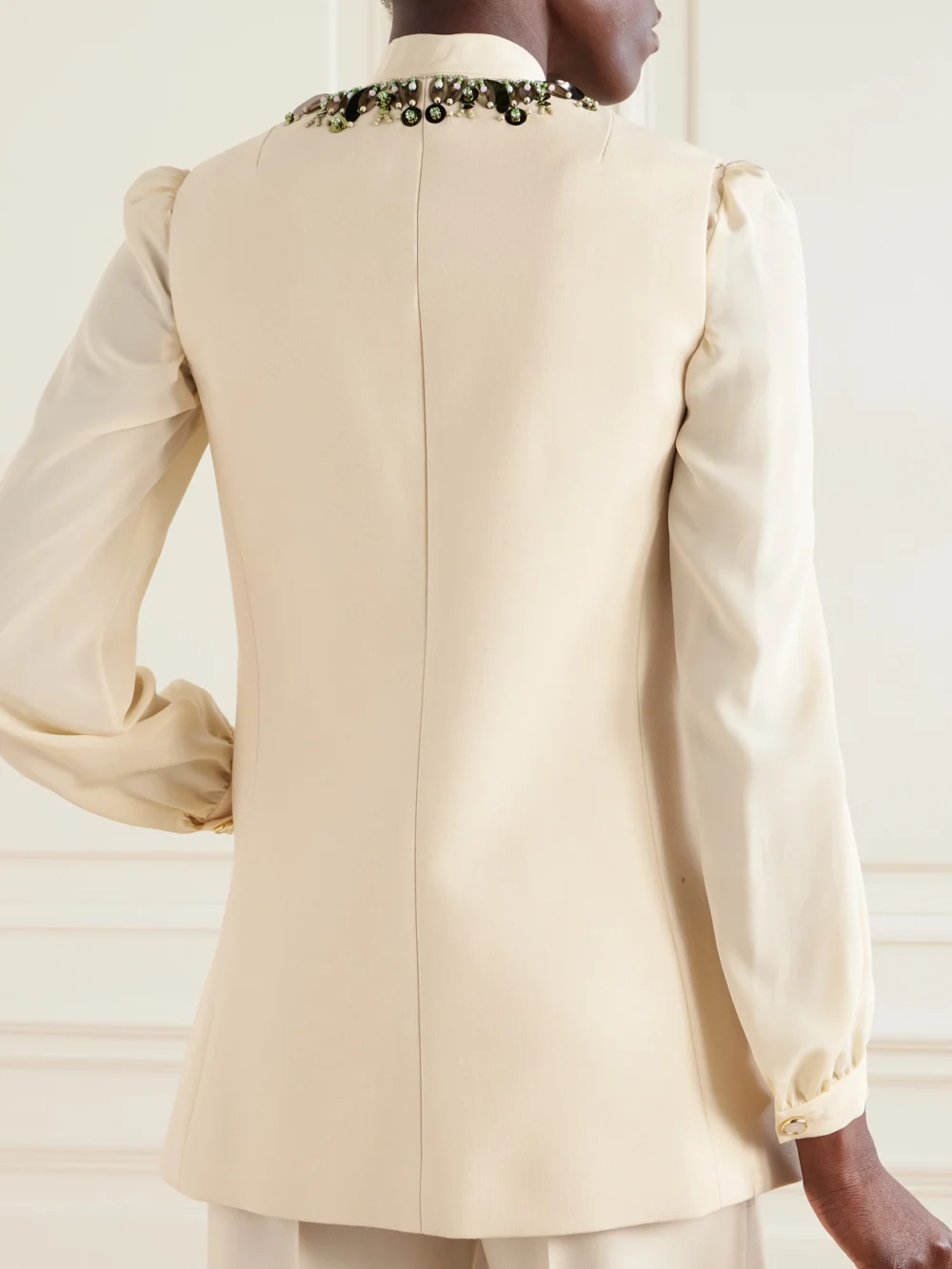 Back view of the Valentino Garavani Embellished Wool and Silk-blend Twill Vest