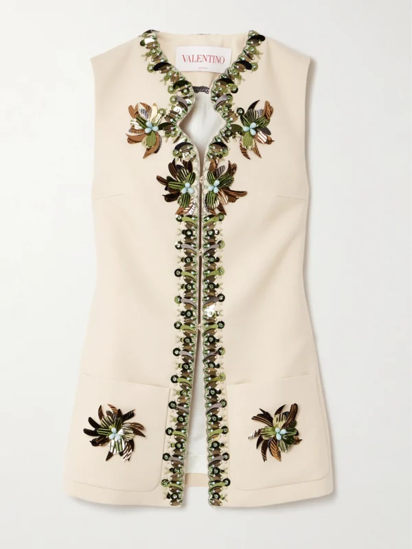 Valentino Garavani Embellished Wool and Silk-blend Twill Vest