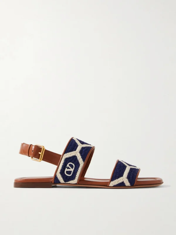 Valentino Garavani Embroidered Leather Sandals
