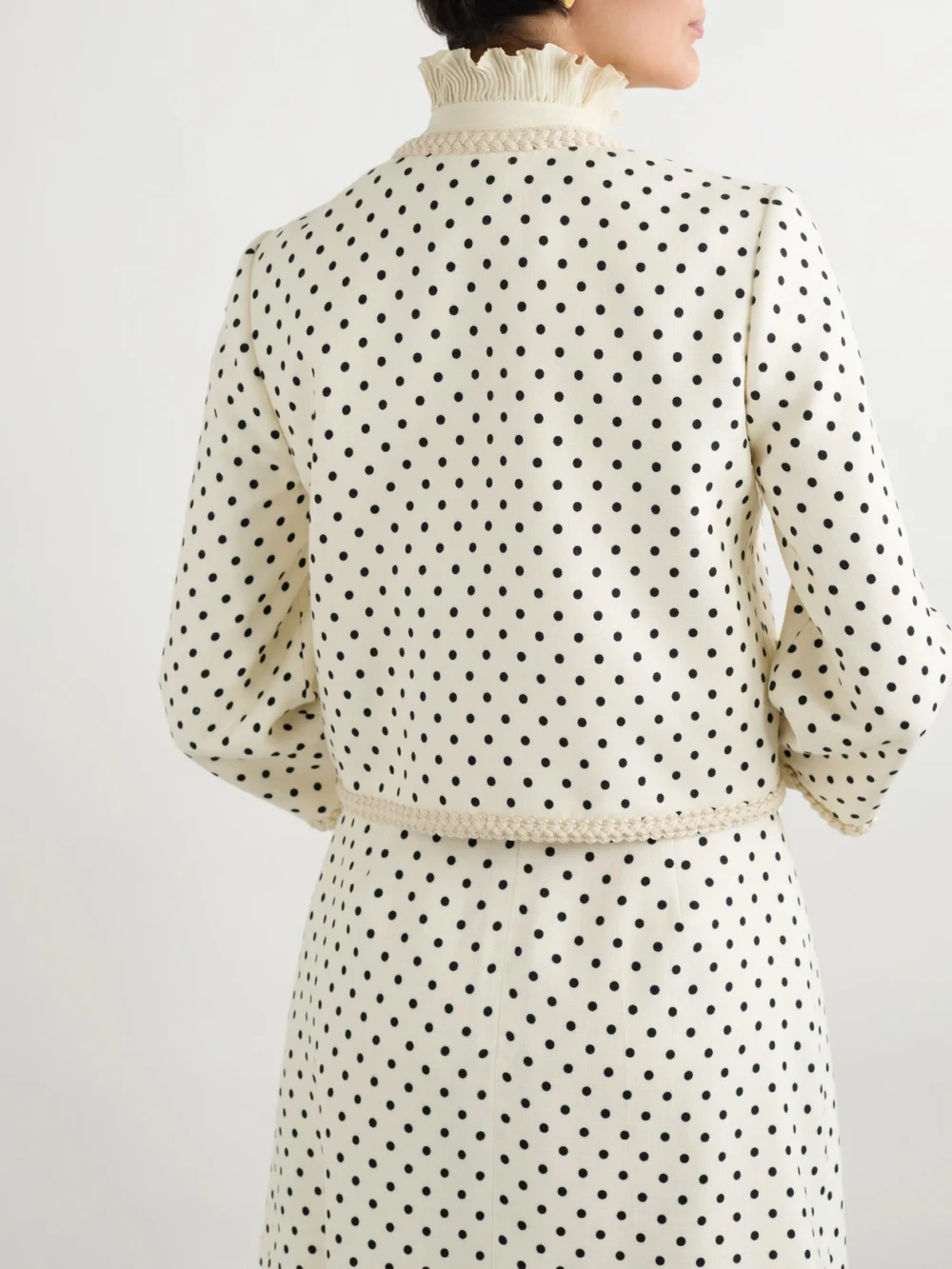 Back view of the Valentino Garavani Embroidered Polka-dot Woven Jacket