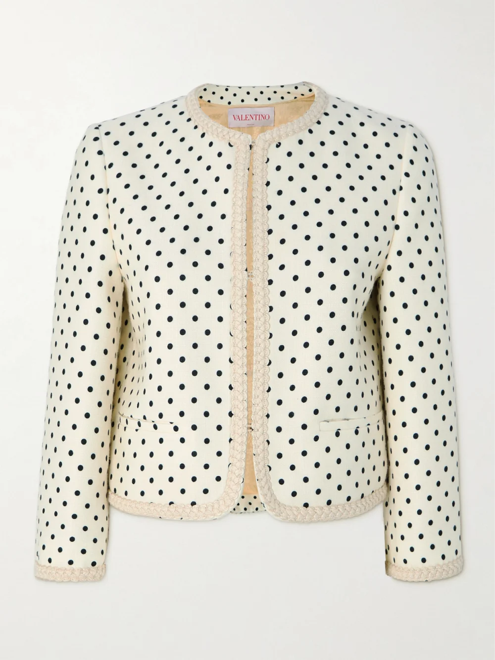 Valentino Garavani Embroidered Polka-dot Woven Jacket in cream