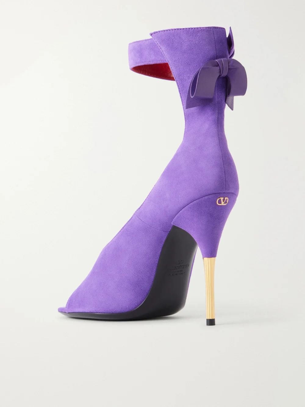 Back view of the Valentino Garavani Fatale 105 Bow-detailed Suede Sandals