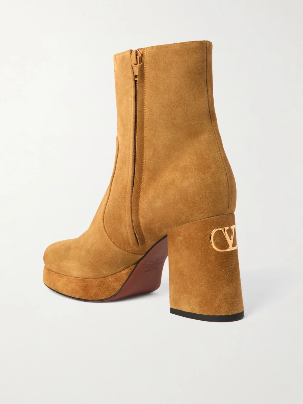Back view of the Valentino Garavani Fawcette 90 Suede Ankle Boots