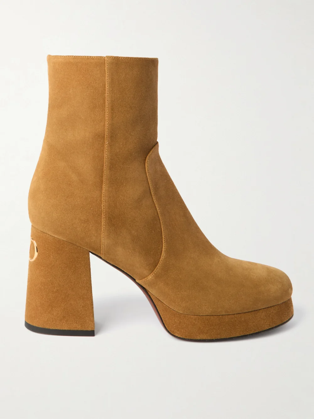 Valentino Garavani Fawcette 90 Suede Ankle Boots in tan