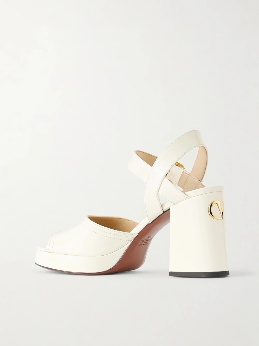 Back view of the Valentino Garavani Fawcette Leather Mid-heel Sandals