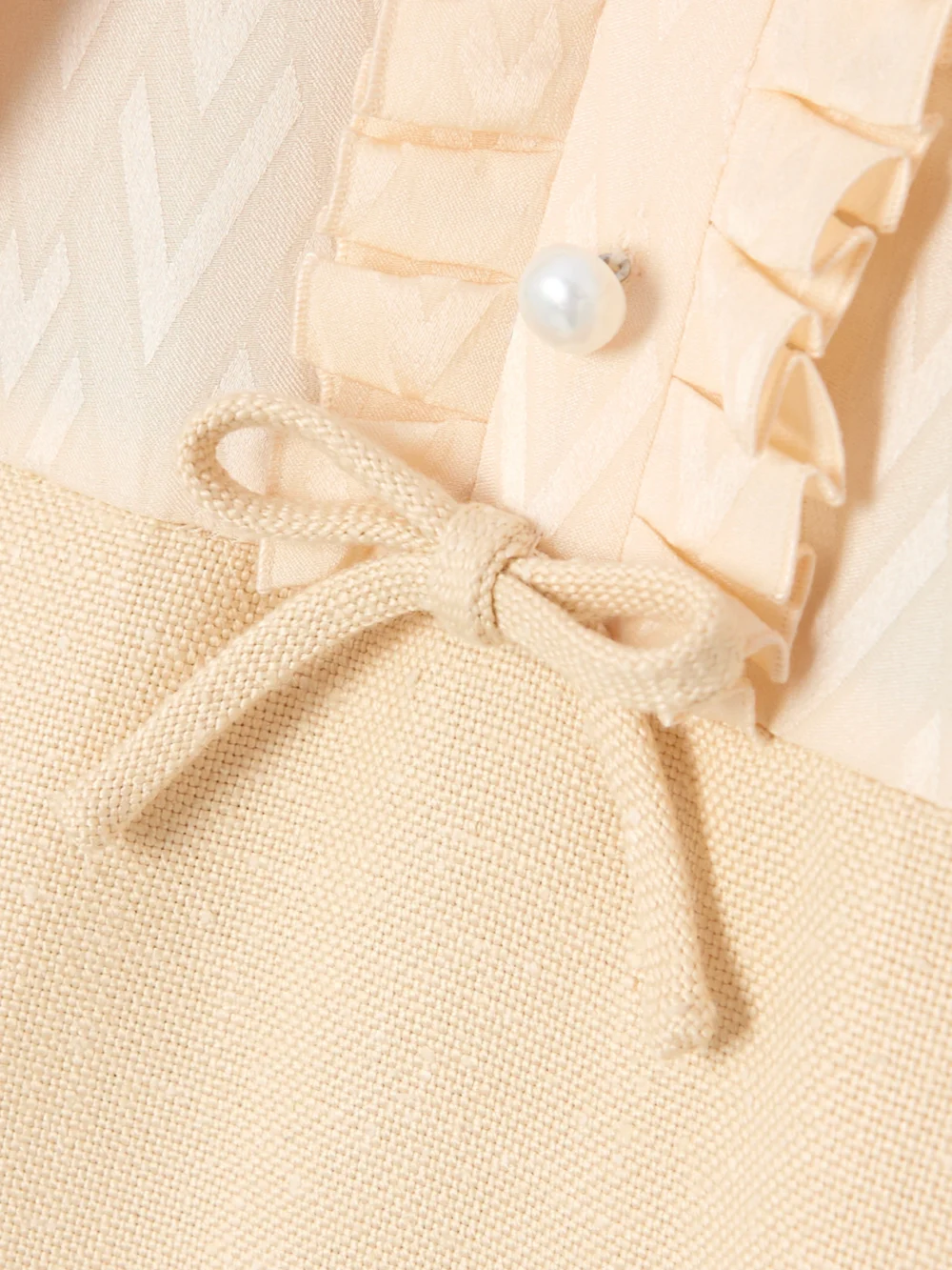 Close-up detail of the Valentino Garavani Feather-trimmed Embellished Jacquard and Woven Mini Dress