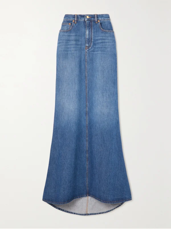 Valentino Garavani Flared Denim Maxi Skirt