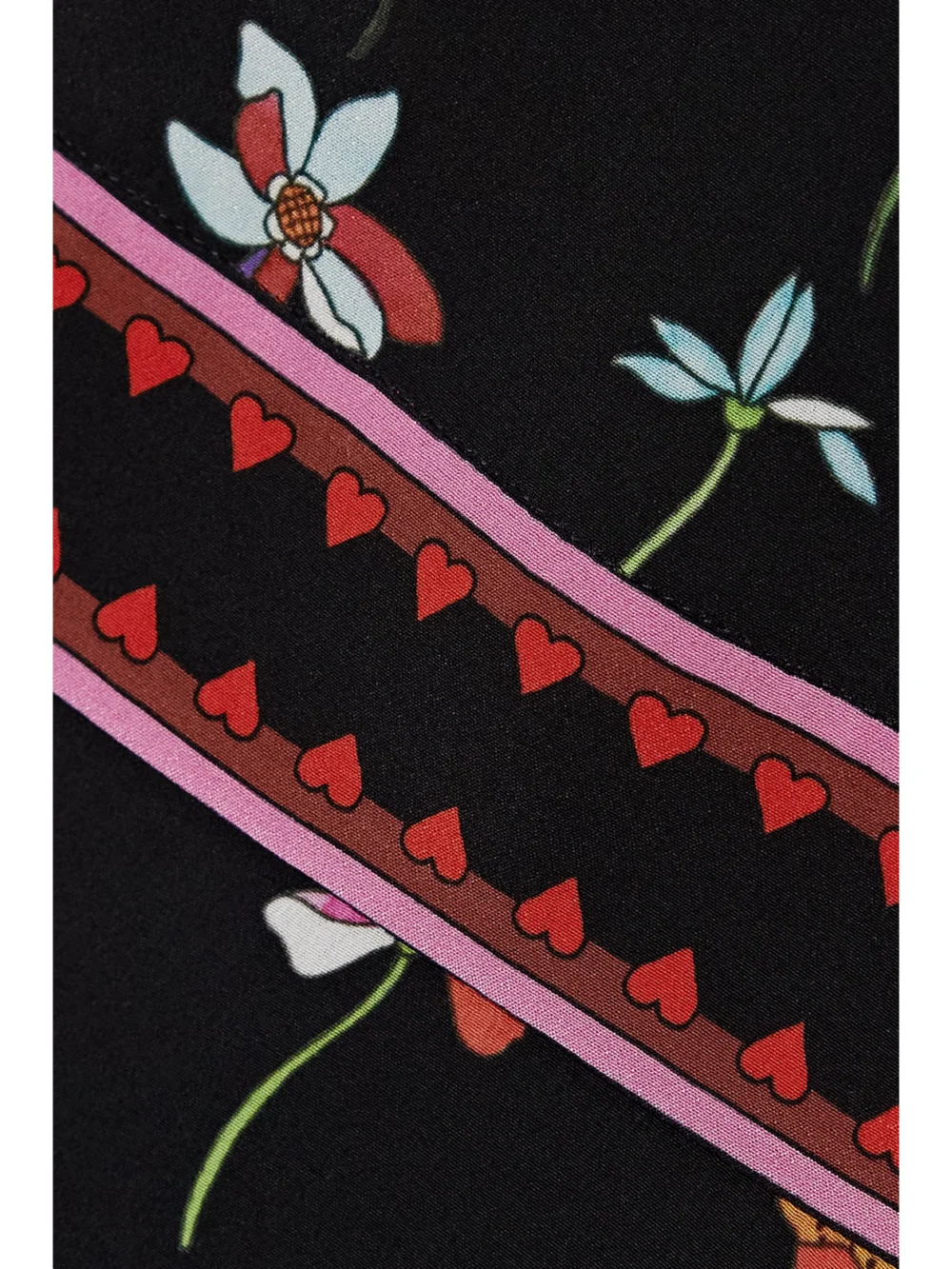 Close-up detail of the Valentino Garavani Floral-print Wool-blend Crepe De Chine Mini Dress
