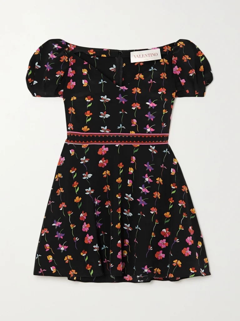 Valentino Garavani Floral-print Wool-blend Crepe De Chine Mini Dress
