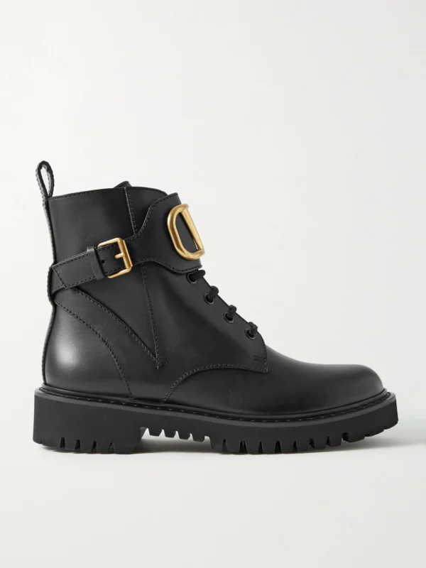 Valentino Garavani Go Logo Embellished Leather Ankle Boots