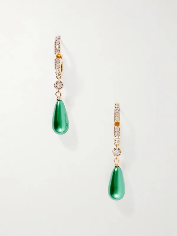 Valentino Garavani Gold-tone Beaded Crystal Earrings