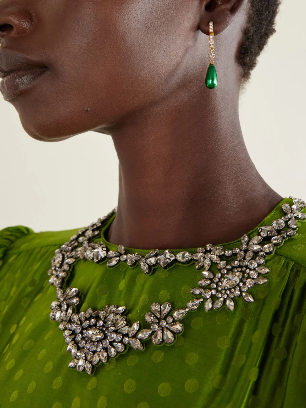 Valentino Garavani Gold-tone Beaded Crystal Earrings, styled view