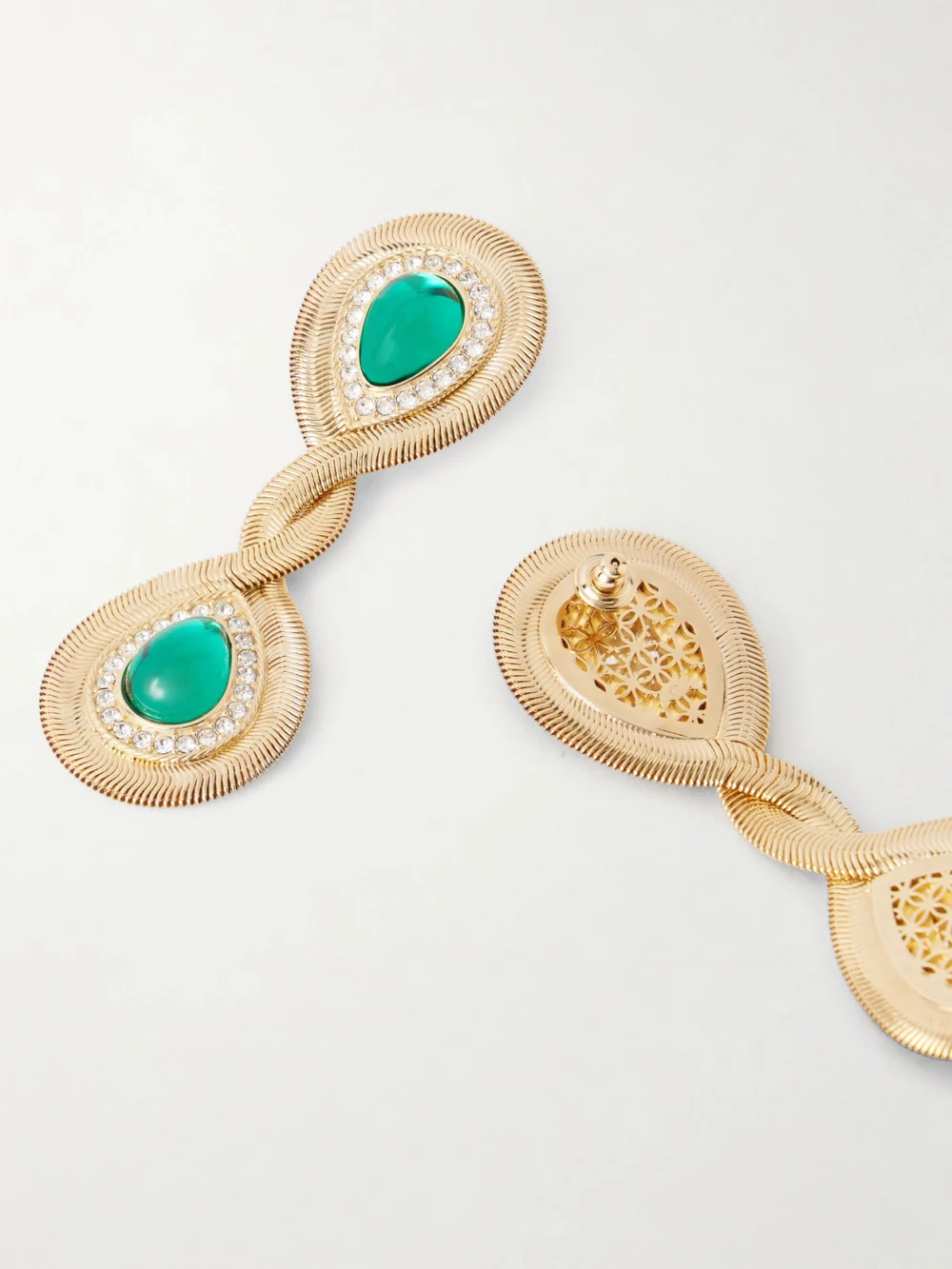 Back view of the Valentino Garavani Gold-tone Crystal Earrings