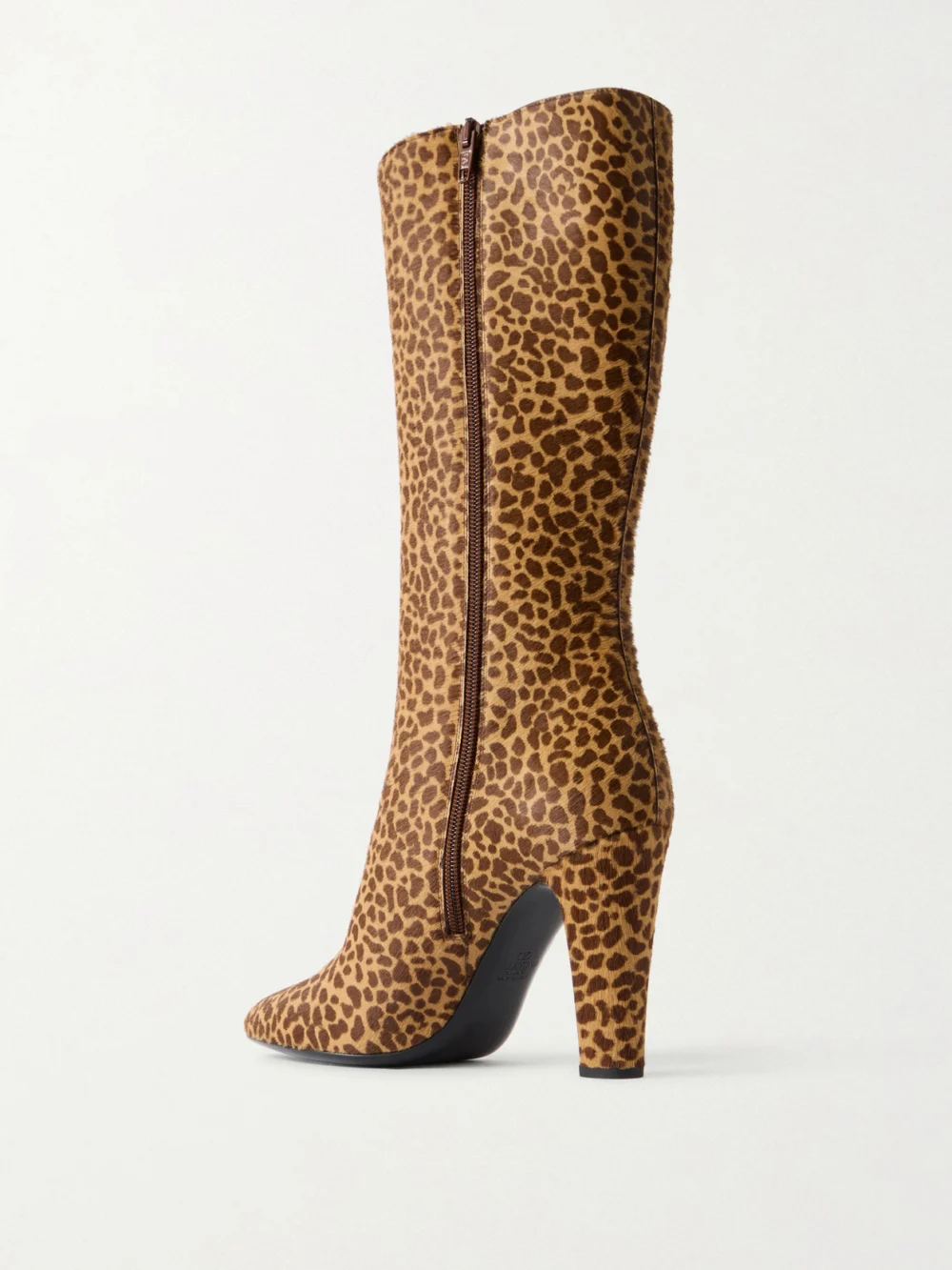 Back view of the Valentino Garavani Hotty 100 Leopard-print Calf Hair Knee Boots