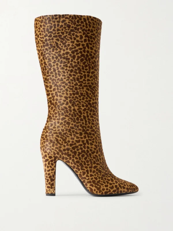 Valentino Garavani Hotty 100 Leopard-print Calf Hair Knee Boots