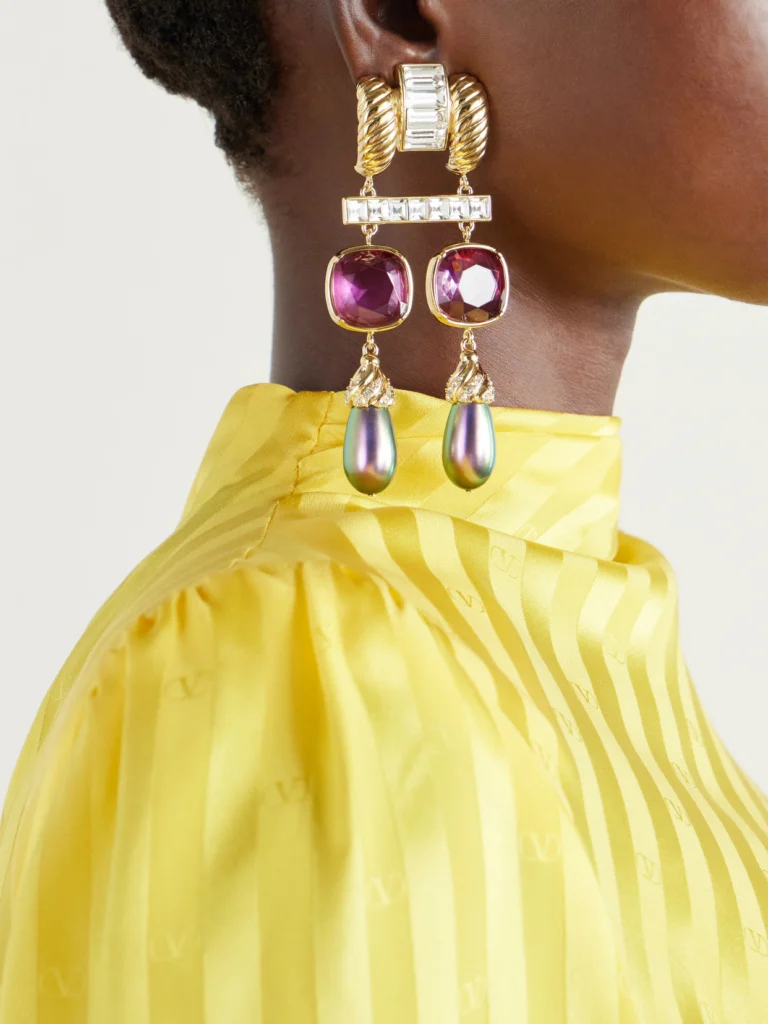 Valentino Garavani Hypergoutte Gold-tone, Crystal and Resin Earrings