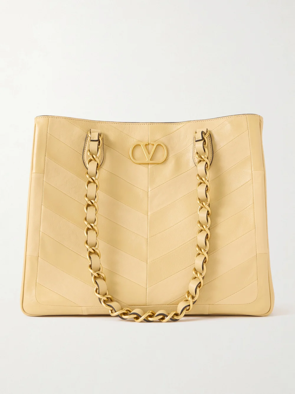 Valentino Garavani Jean Paneled Leather Tote in beige