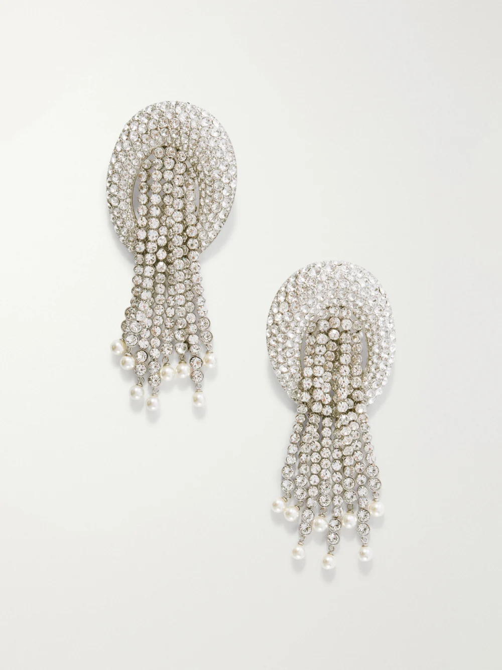 Valentino Garavani Kabarett Silver-tone Crystal and Bead Earrings