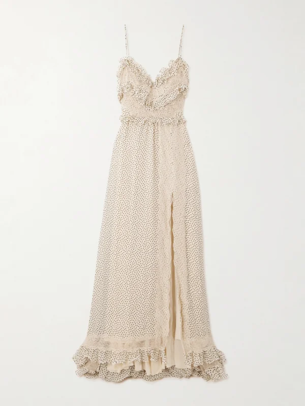 Valentino Garavani Lace-trimmed Ruffled Polka-dot Silk-georgette Gown