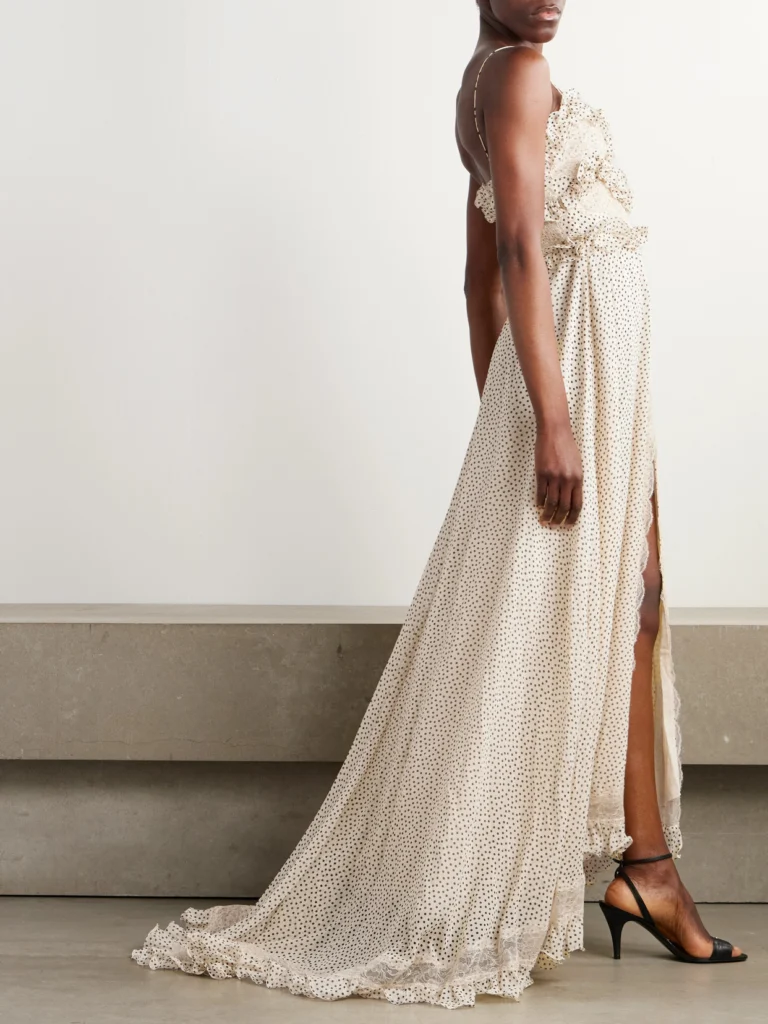 Valentino Garavani Lace-trimmed Ruffled Polka-dot Silk-georgette Gown