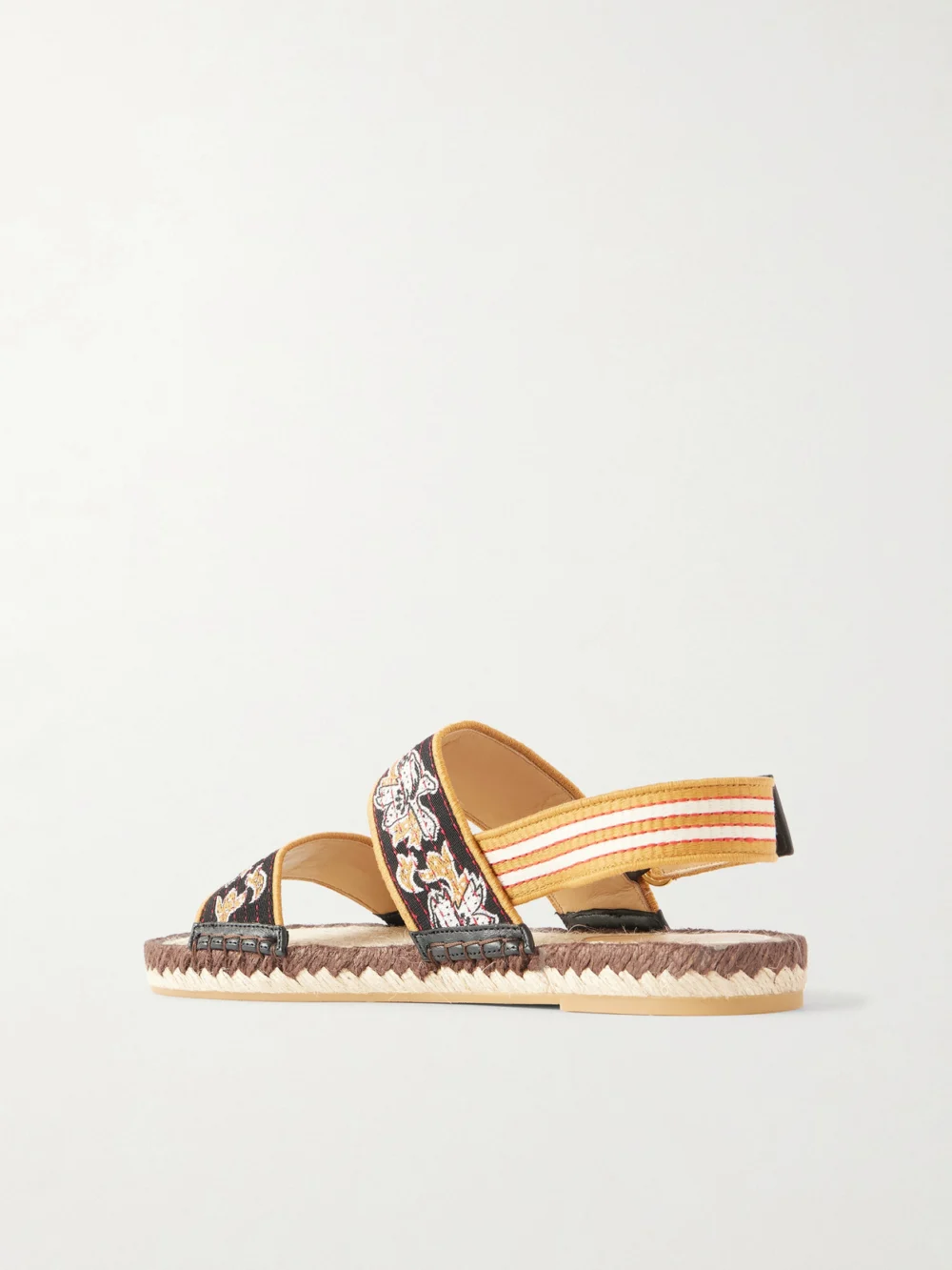 Back view of the Valentino Garavani Leather-trimmed Embroidered Canvas Espadrille Sandals