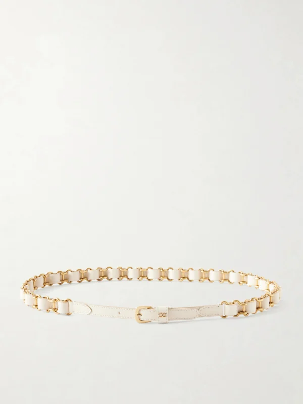 Valentino Garavani Logo-embellished Chain and Leather Belt