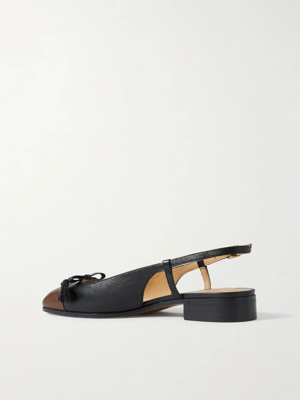 Back view of the Valentino Garavani Logo-embellished Tasseled Leather Slingback Ballet Flats