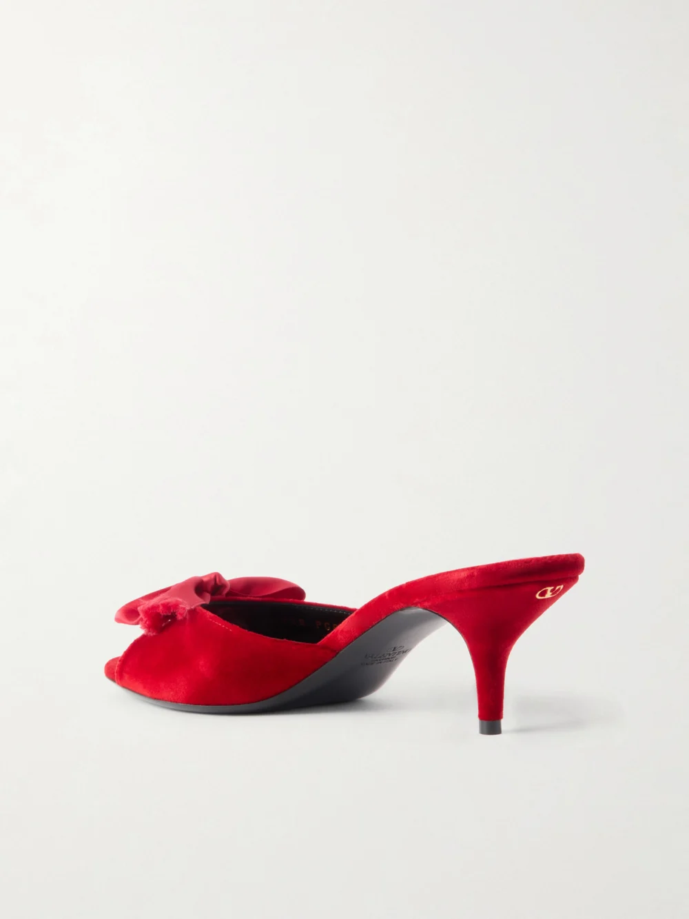 Back view of the Valentino Garavani Marie a 55 Bow-detailed Satin-trimmed Velvet Mules