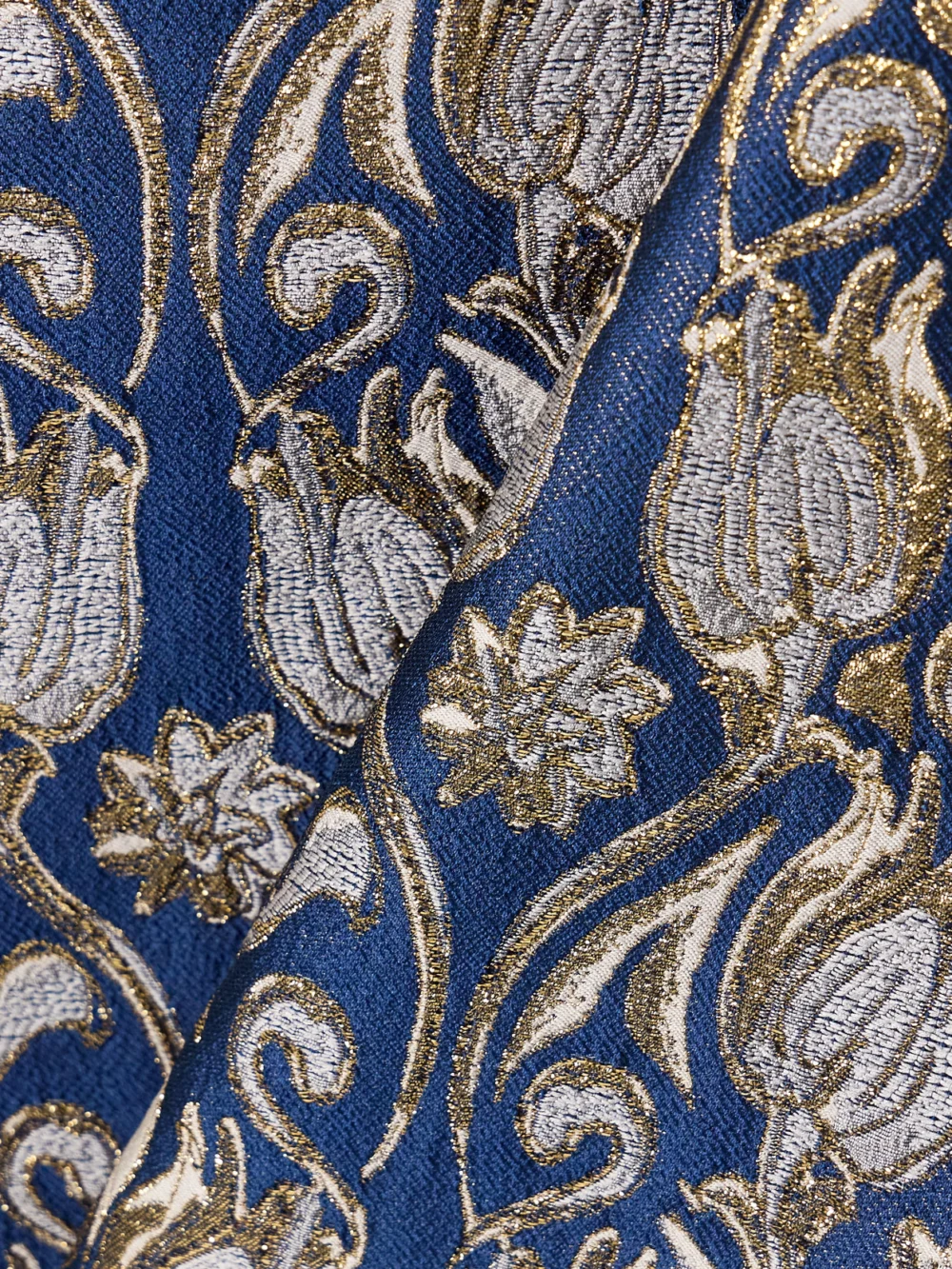 Close-up detail of the Valentino Garavani Metallic Floral-brocade Midi Skirt