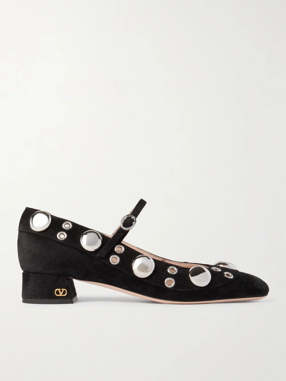 Valentino Garavani Nellcote 30 Embellished Mary Jane Suede Pumps in black