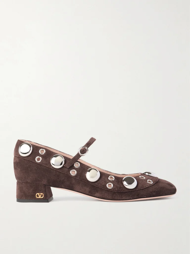 Valentino Garavani Nellcote 30 Embellished Mary Jane Suede Pumps