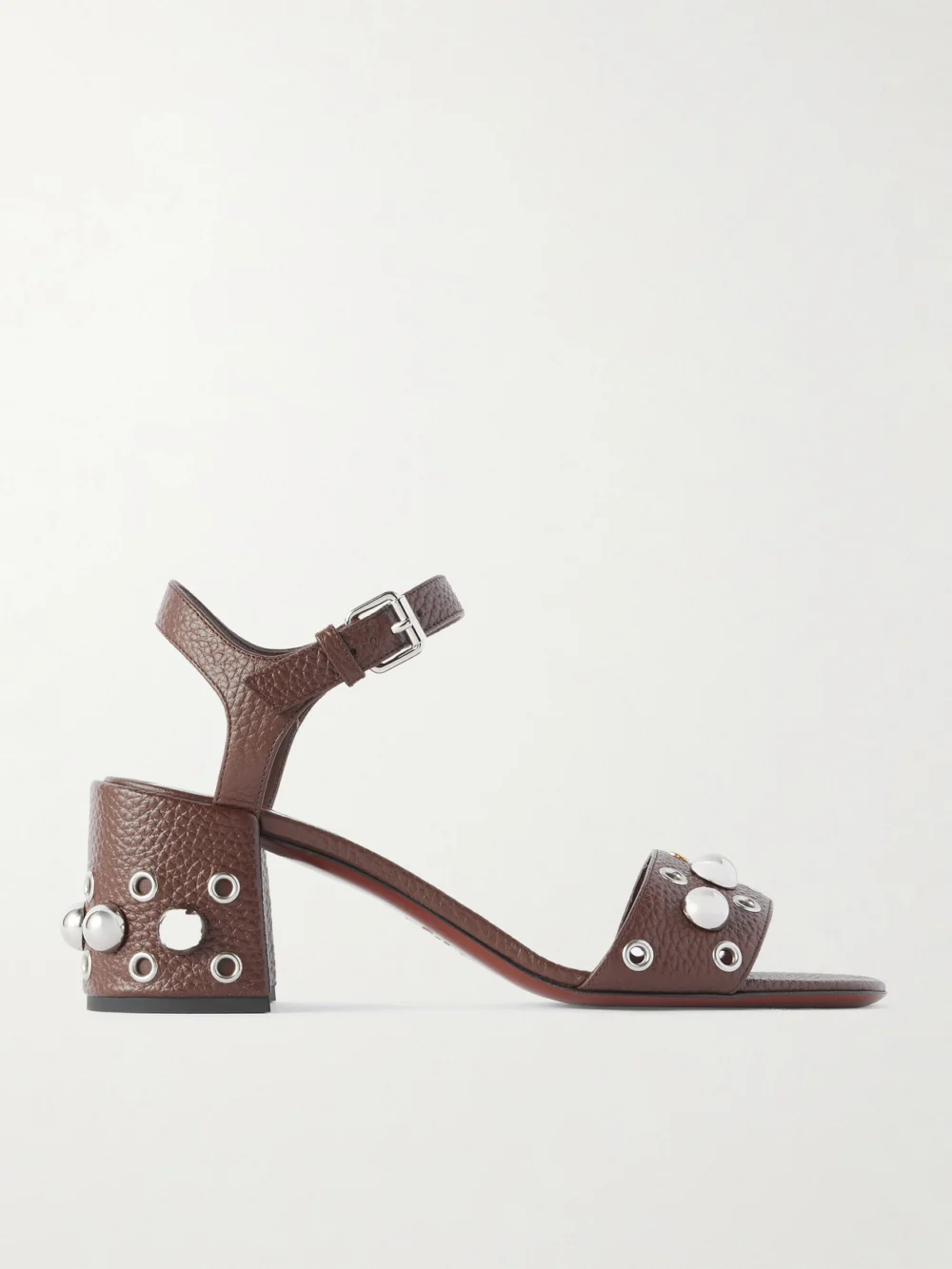 Valentino Garavani Nellcôte 60 Embellished Textured-leather Sandals in dark brown