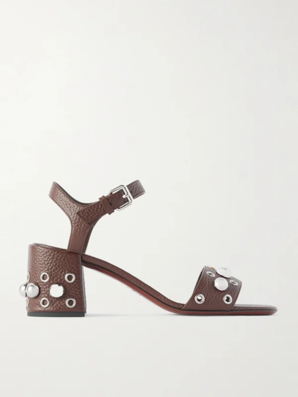 Valentino Garavani Nellcôte 60 Embellished Textured-leather Sandals